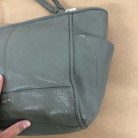 COACH PARK LEATHER CARRIE TOTE F29898 SILVER/OLIVE - Picture 5 of 8